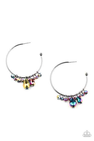 Paparazzi Dazzling Downpour - Multi Oil Spill Earrings