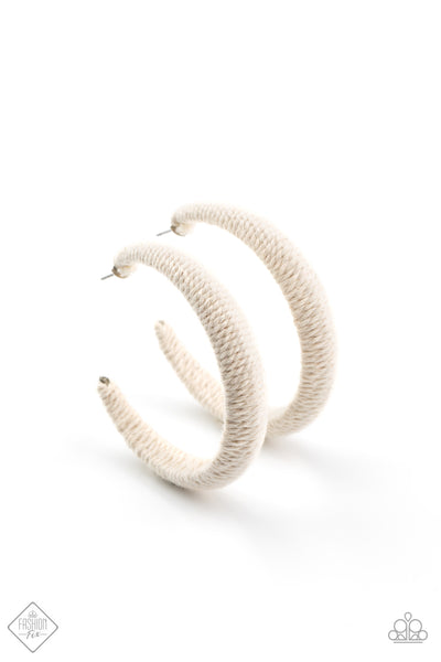 Paparazzi TWINE and Dine Earrings white
