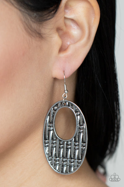 Paparazzi Engraved Edge Silver Earrings