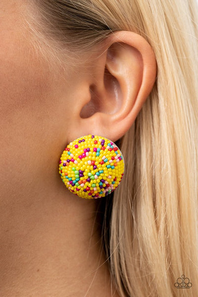 Paparazzi Kaleidoscope Sky - Yellow Seed Bead Post Earrings