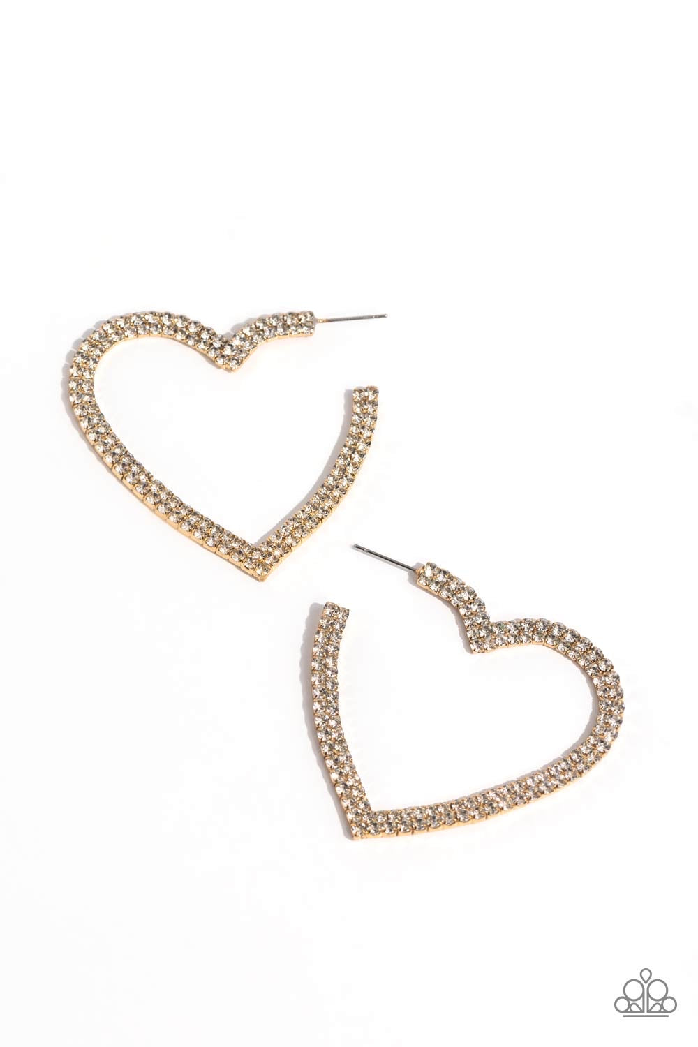 Paparazzi Sweetheart Sequence - Gold Hoop Heart Earrings