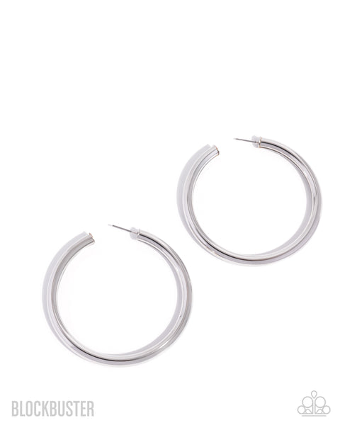 COMING SOON Paparazzi 
Curve Ball - Silver Hoop Earrings