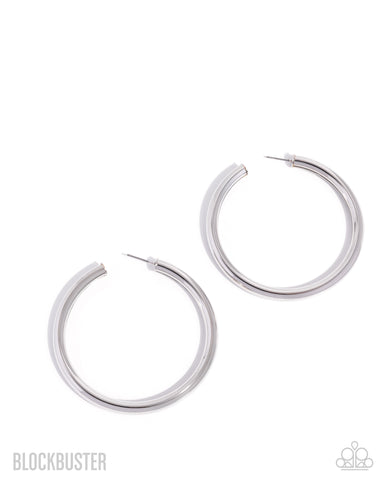 COMING SOON Paparazzi 
Curve Ball - Silver Hoop Earrings