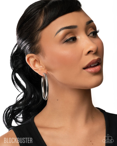 COMING SOON Paparazzi 
Curve Ball - Silver Hoop Earrings