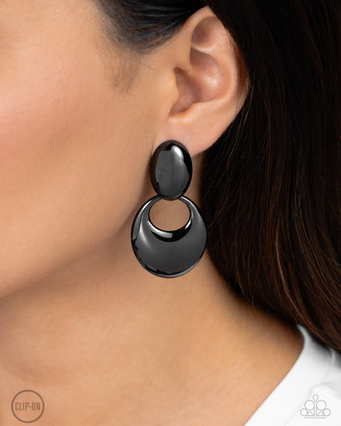 Paparazzi Urban Artistry - Black Clip on Earrings