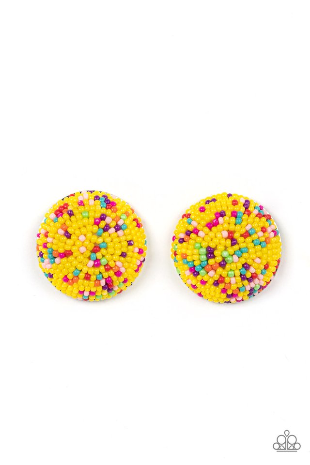 Paparazzi Kaleidoscope Sky - Yellow Seed Bead Post Earrings