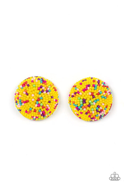 Paparazzi Kaleidoscope Sky - Yellow Seed Bead Post Earrings