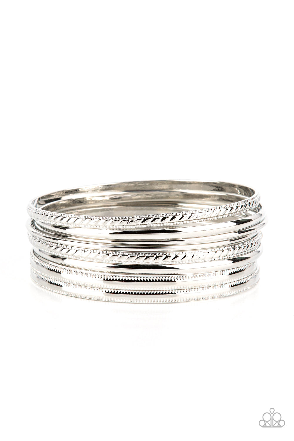 Paparazzi Stackable Shimmer - Silver Bangle Bracelet