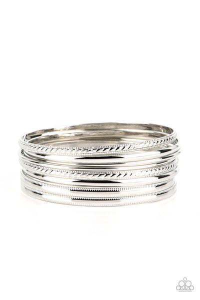 Paparazzi Stackable Shimmer - Silver Bangle Bracelet