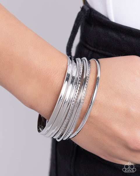 Paparazzi Stackable Shimmer - Silver Bangle Bracelet