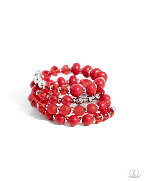 Paparazzi Colorful Charade - Red Coiled Bracelet