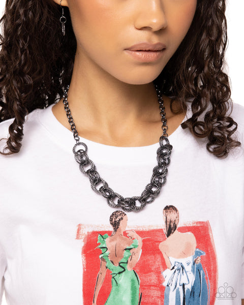 Paparazzi Urban Acoustics Necklace and Audible Shimmer Bracelet - Black Set