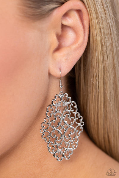 Paparazzi Contemporary Courtyards - Silver Earrings