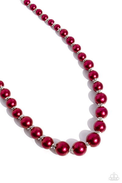 Paparazzi Manhattan Mogul - Red Pearl Necklace