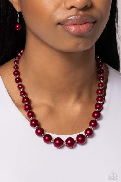 Paparazzi Manhattan Mogul - Red Pearl Necklace