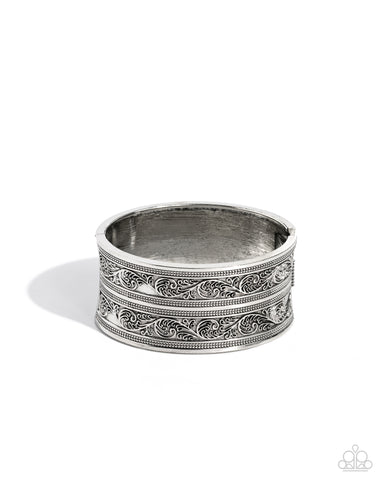 Paparazzi Eclectic European - Silver Hinged Bangle Bracelet