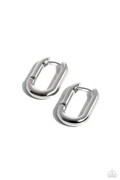 Paparazzi Candidate Curves - Silver Hoop Earrings