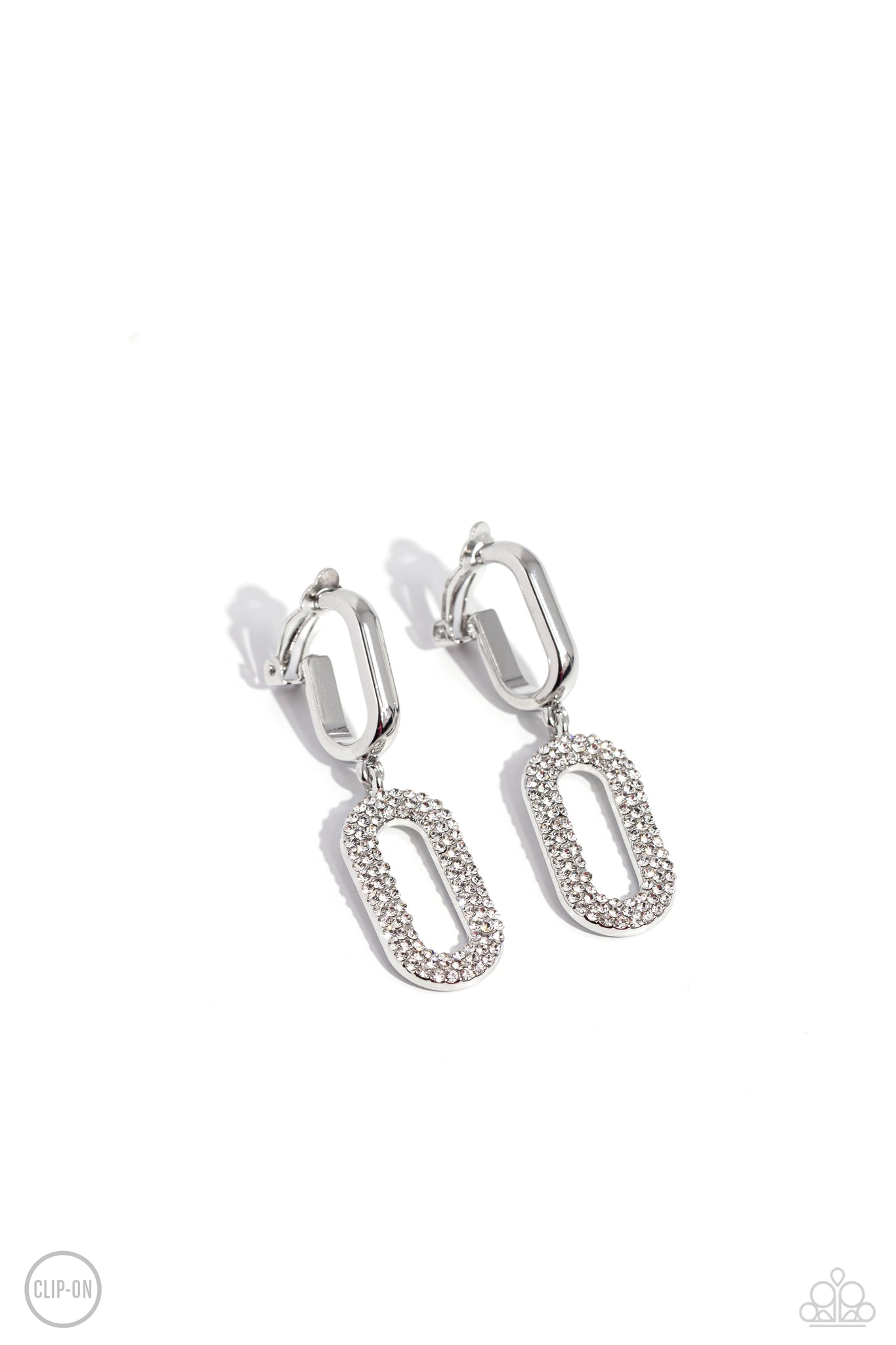 Paparazzi Linked Luxury - White Clip on Earrings