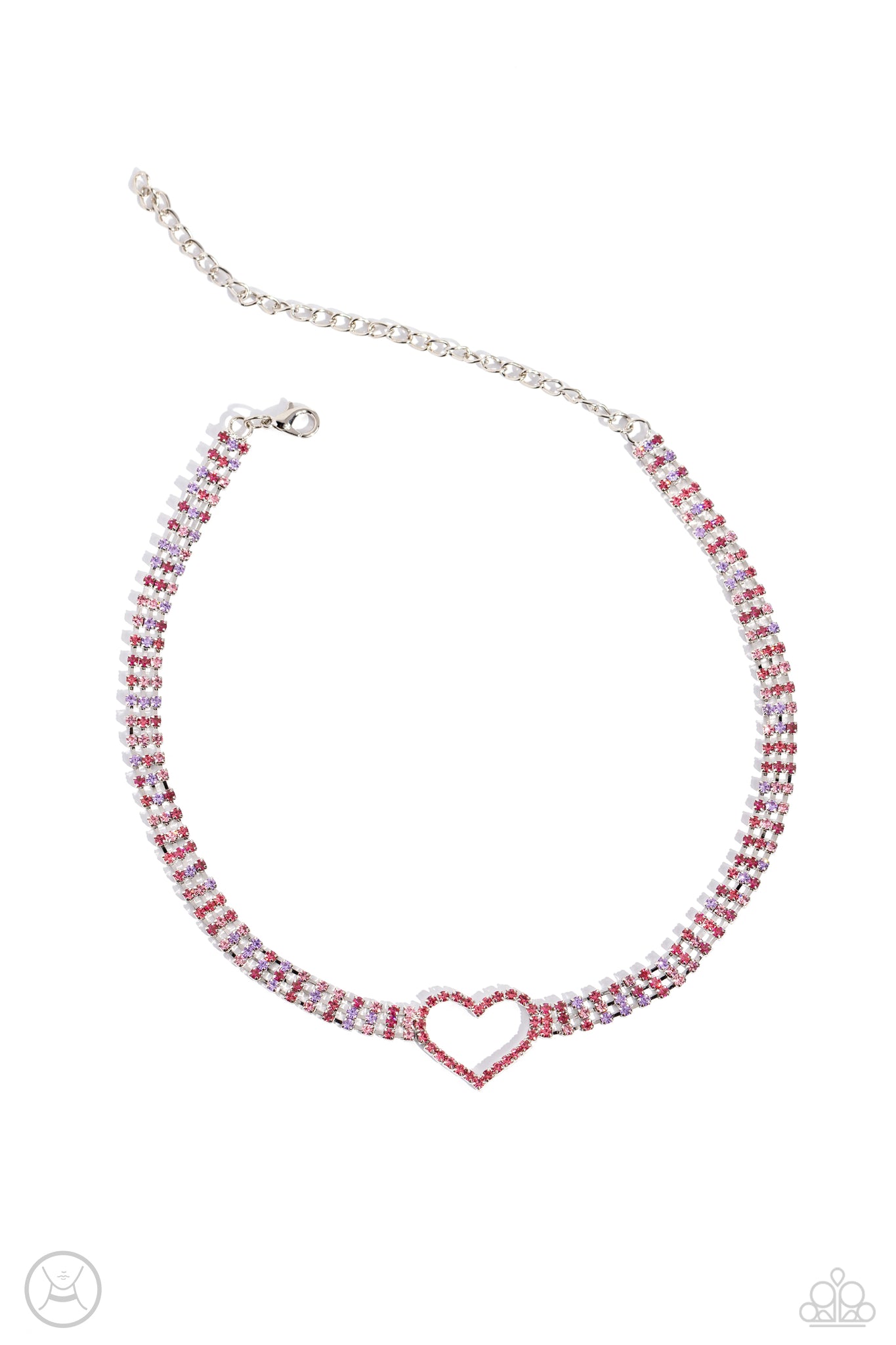 Rows of Romance Heart Pink Necklace