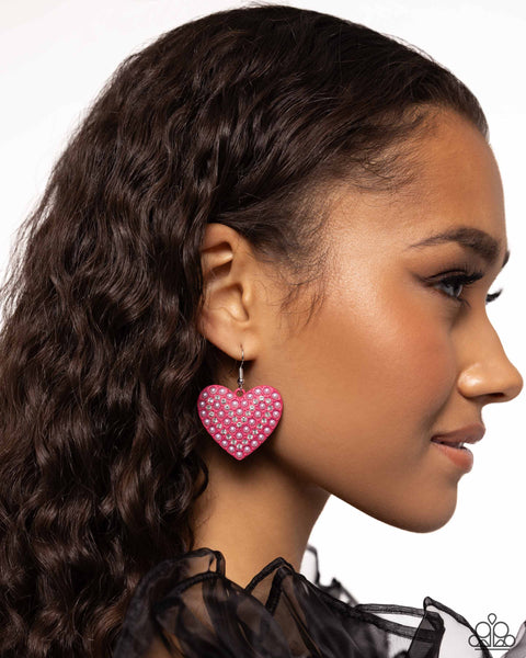 Paparazzi Romantic Reunion - Heart Pink Earrings