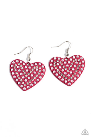 Paparazzi Romantic Reunion - Heart Pink Earrings