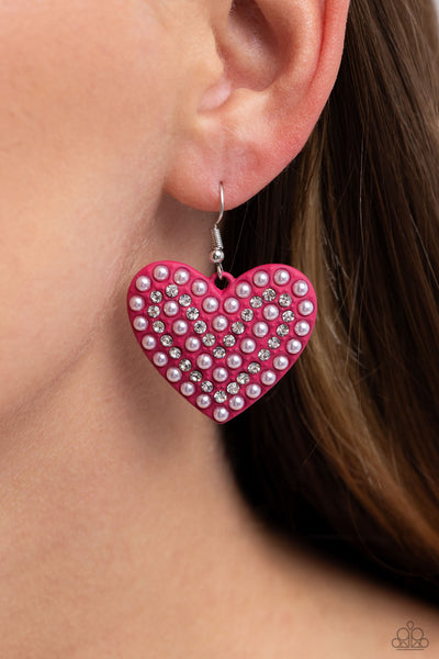 Paparazzi Romantic Reunion - Heart Pink Earrings