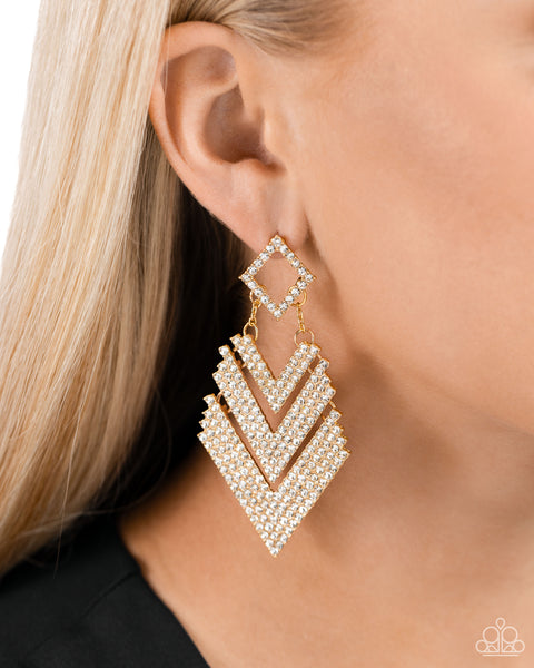 Paparazzi Cautious Caliber - Gold Earrings