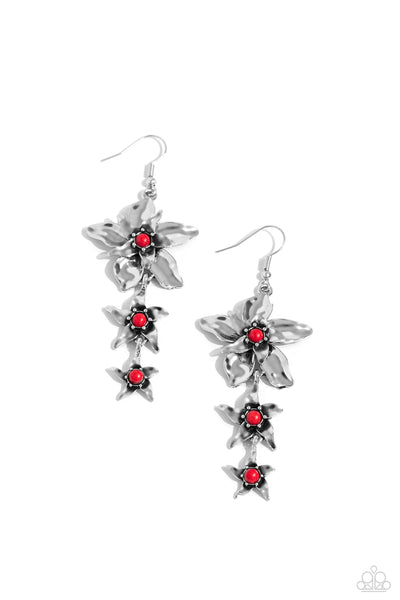 Paparazzi Tapered Tiers - Red Earrings