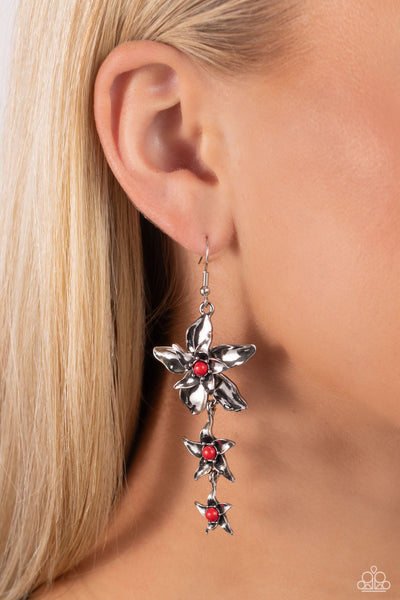 Paparazzi Tapered Tiers - Red Earrings