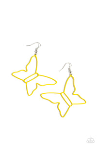 Paparazzi Soaring Silhouettes - Yellow Butterfly Earrings