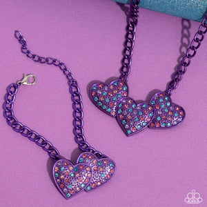 Paparazzi Low-Key Lovestruck Necklace and Lovestruck Lineup Bracelet - Purple Set