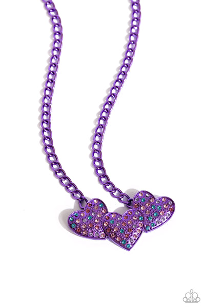 Paparazzi Low-Key Lovestruck Necklace and Lovestruck Lineup Bracelet - Purple Set