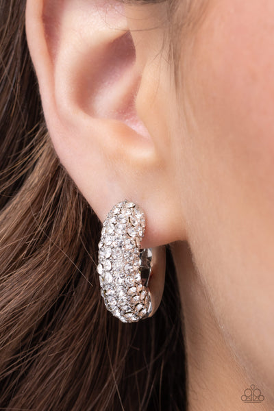 Paparazzi Combustible Confidence - White Mini Hoop Earring