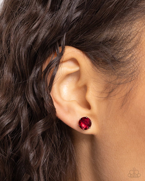 Paparazzi Breathtaking January Garnet Birthstone - Red Stud Earrings