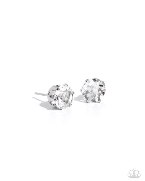 Paparazzi Breathtaking Diamond April Birthstone - Stud White Earrings