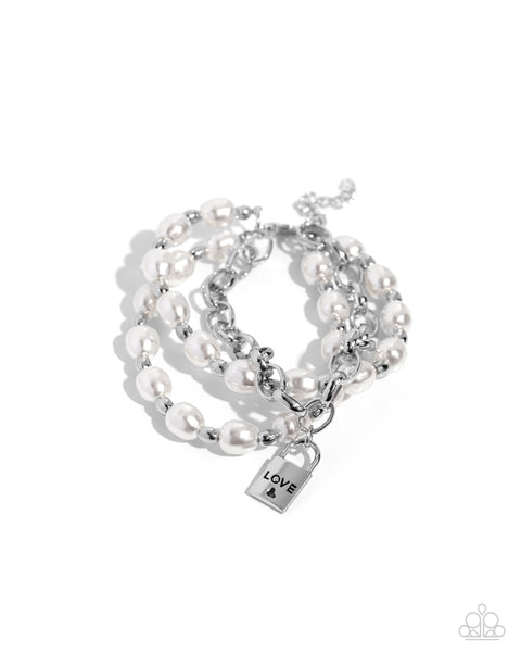 Paparazzi LOVE-Locked Legacy - White Pearl Bracelet