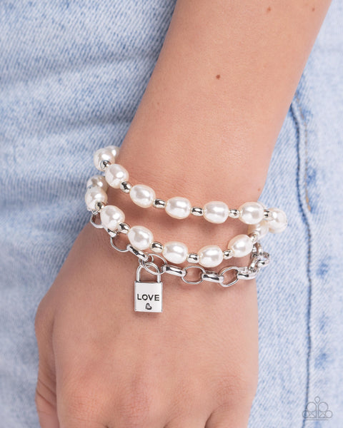 Paparazzi LOVE-Locked Legacy - White Pearl Bracelet