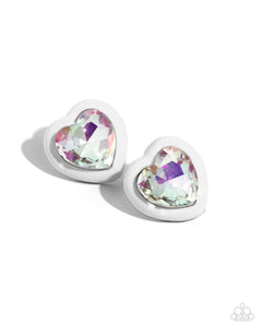 Paparazzi Heartfelt Haute - White Heart Earrings