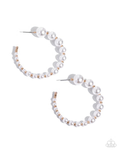 Paparazzi Candidate Class - Pearl Hoop Gold Earrings