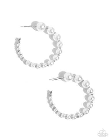 Paparazzi Candidate Class - Pearl White Hoop Earrings