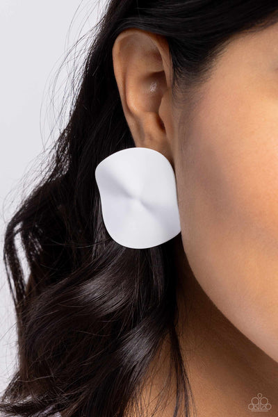 Paparazzi Moody Masterpiece - White Earrings