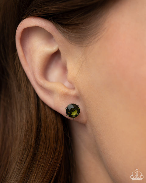 Paparazzi Breathtaking August Birthstone - Stud Peridot Green Earrings