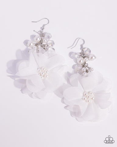 Paparazzi Fashionable Flower Girl - White Earrings