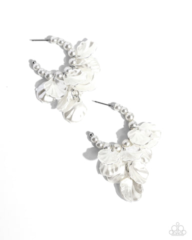 Paparazzi Frilly Feature - White Pearl Mini Hoop Earrings