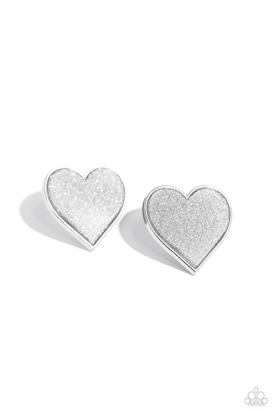 Paparazzi Glitter Gamble - Heart Silver Earrings