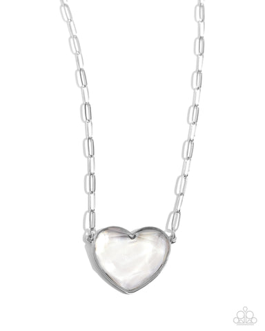 Paparazzi Seize the Sentiment - White Heart Necklace