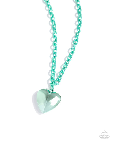 Paparazzi Loving Luxury Heart- Green Necklace