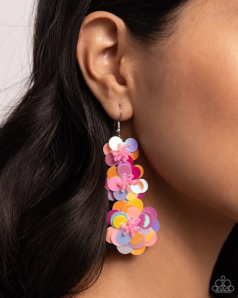 COMING SOON Paparazzi Beaded Bouquet Sequin Iridescent Multi Earrings