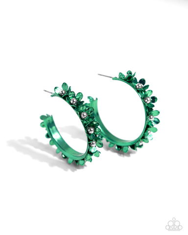 Paparazzi Fashionable Flower Crown - Hoop Green Earrings