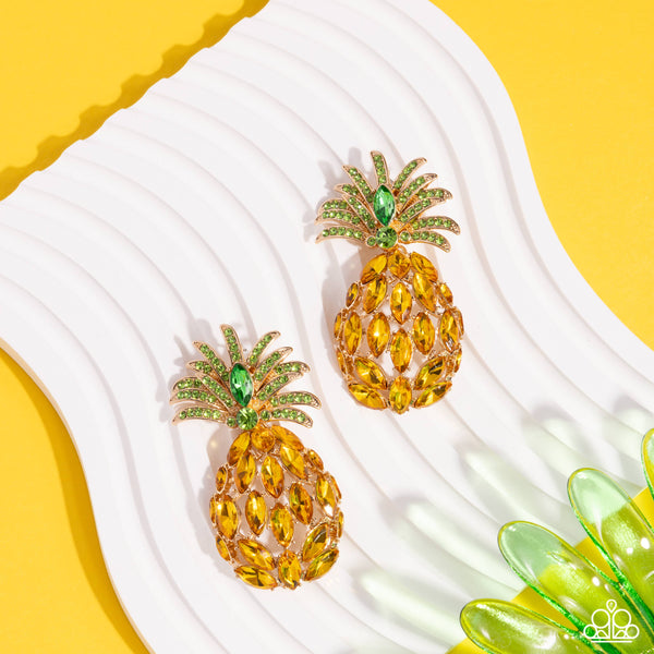 Paparazzi Pineapple Pizzazz - Pineapple Yellow Earrings